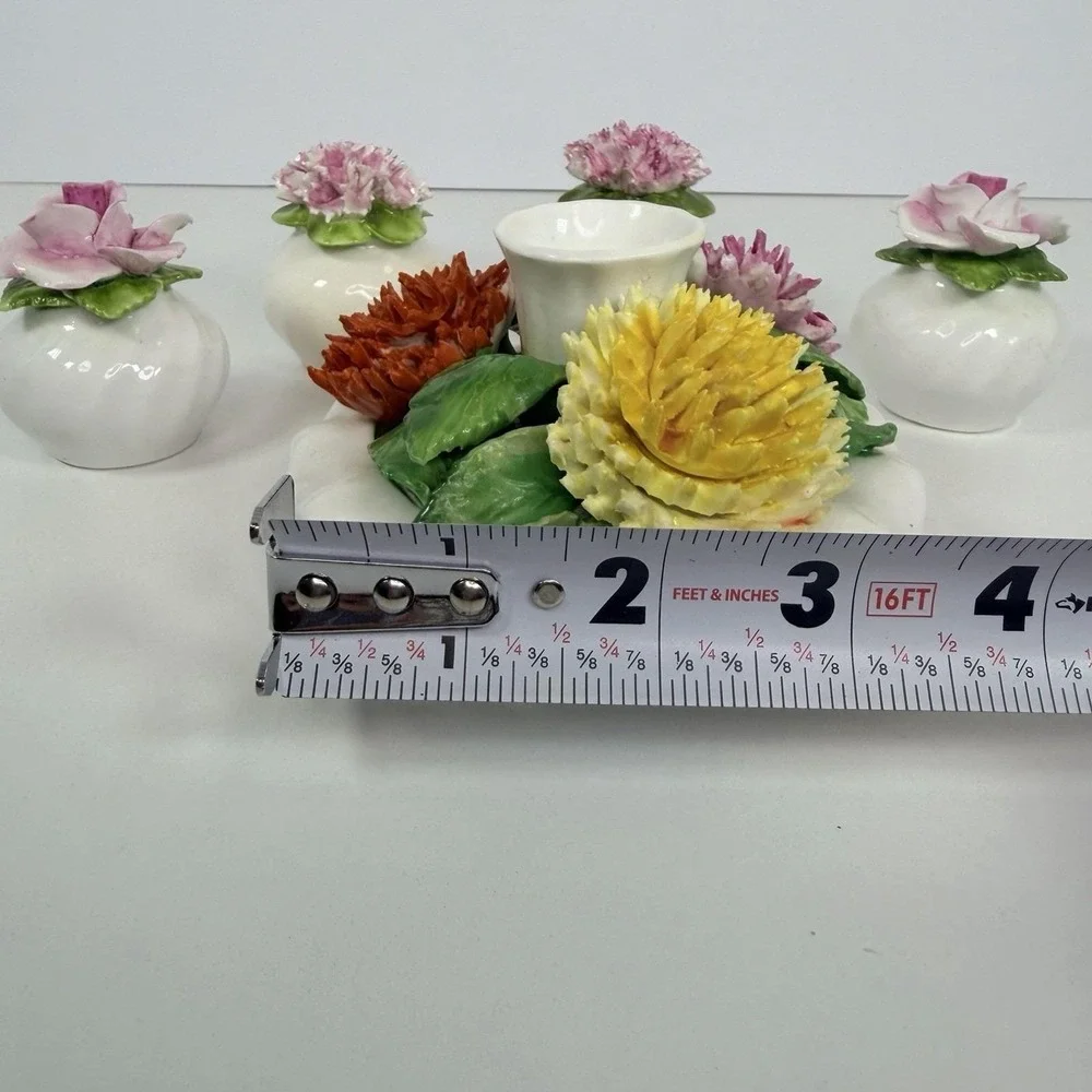 Bone China Salt & Pepper Shakers And Candle‎ Holder Set Carbation & Roses Radnor